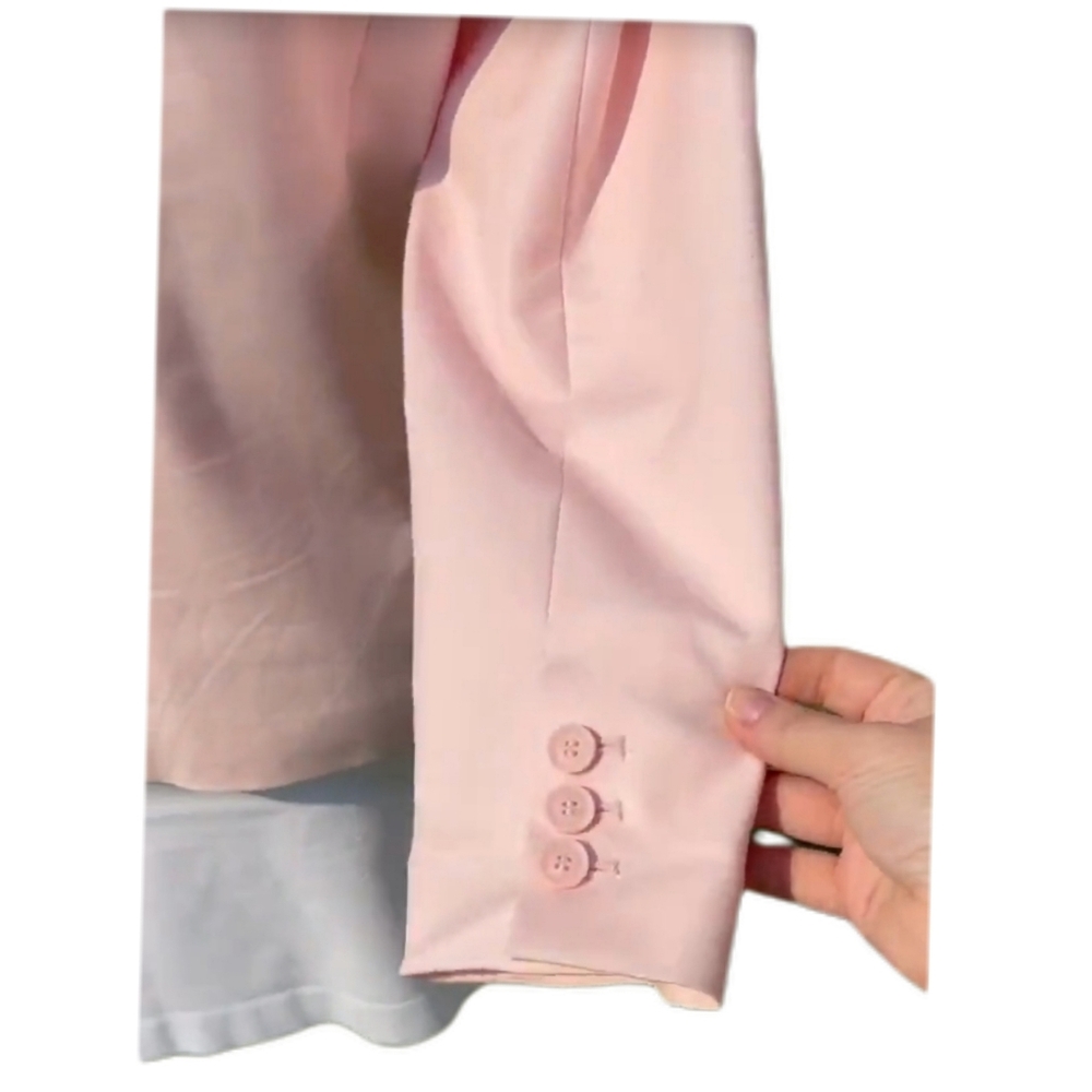 VTG Liz Claiborne Career Blazer Sz L Soft Pink Pastel Cotton 1-Button Lined EUC - Picture 4 of 10